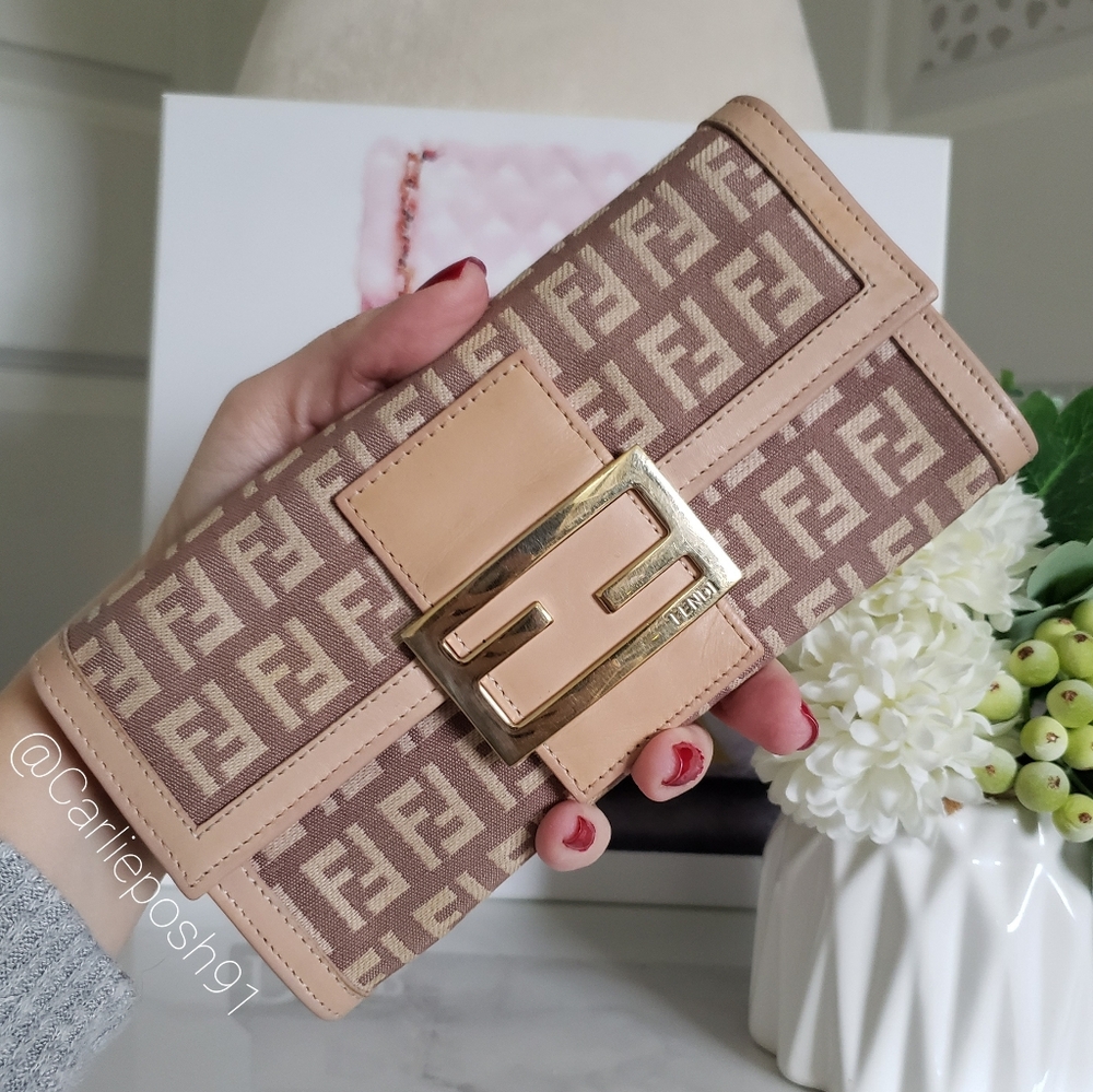 Authentic Pre-owned Vintage Fendi Zucchino FF Flap Wallet